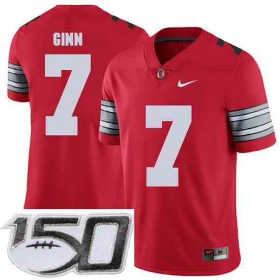 Ohio State Buckeyes 7 Ted Ginn Jr Red 2018 Spring Game College Football Limited Stitched 150th Anniversary Patch Jersey